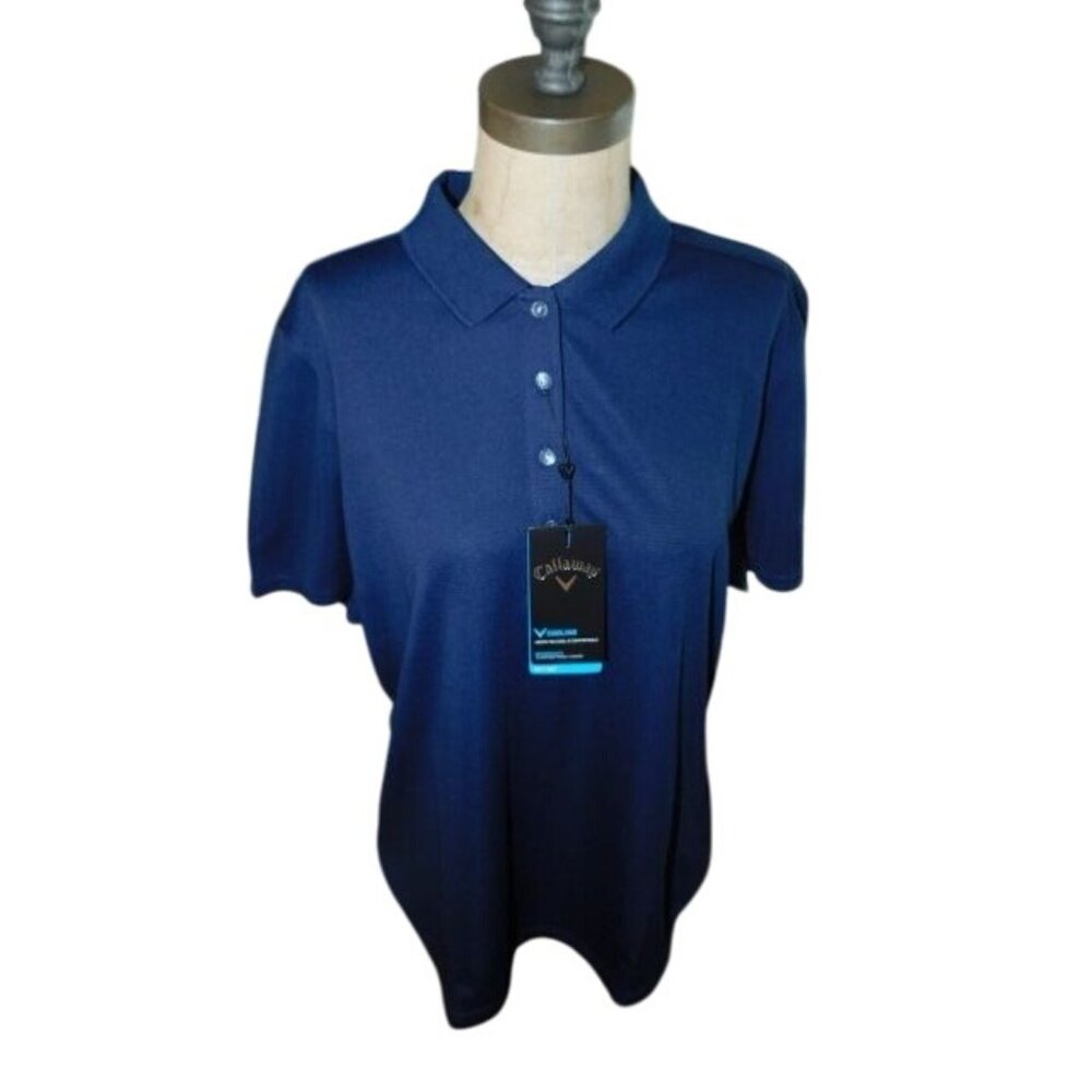 Callaway size XL Navy Blue Ladies Opti Dri Cooling Golf Shirt NWT